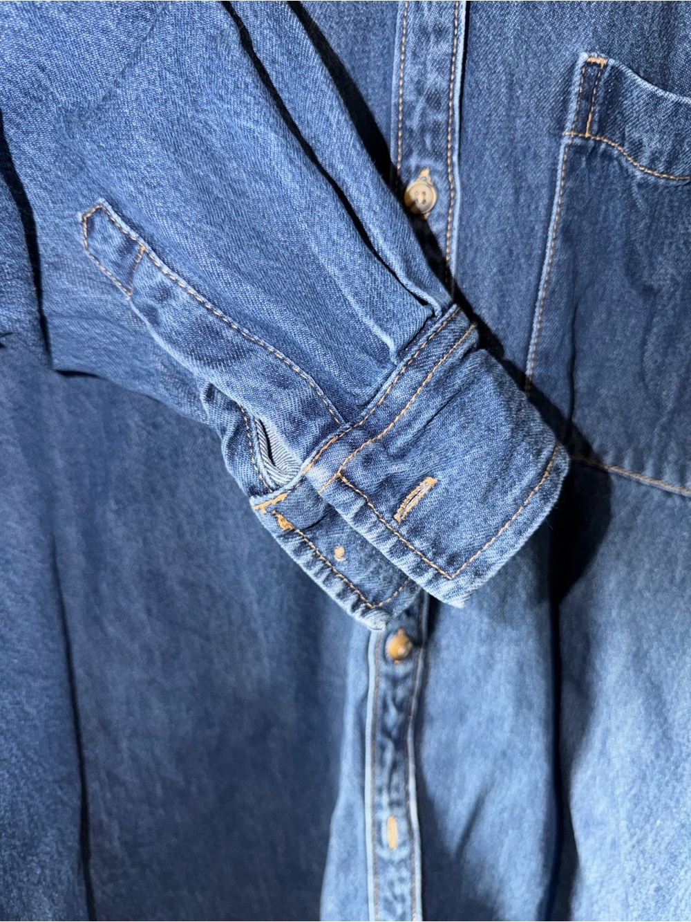 Old Navy Dark Blue Denim Button-Front Shirt - Picture 4 of 4